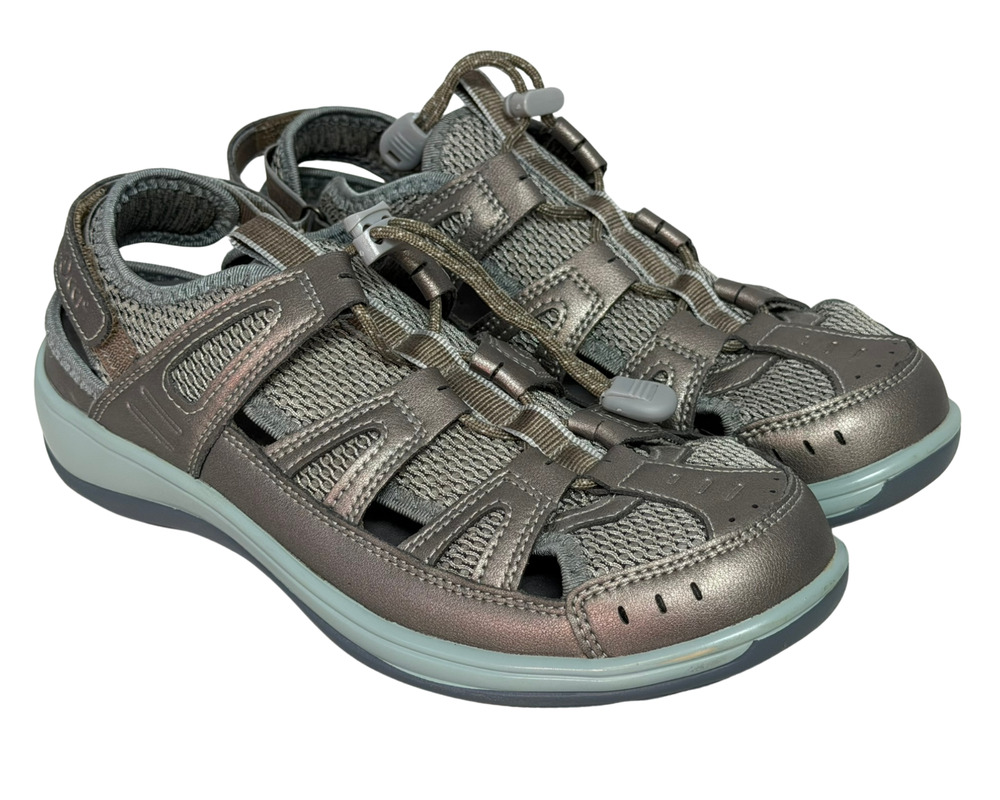 OrthoFeet Sz 8.5D Wide Width Verona Closed Toe Sandals Hiking Outdoors Pewter